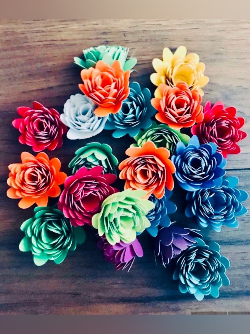 Multicolor Paper Floral Accents - Handmade from Cardstock - Part Decor - 10 ct.